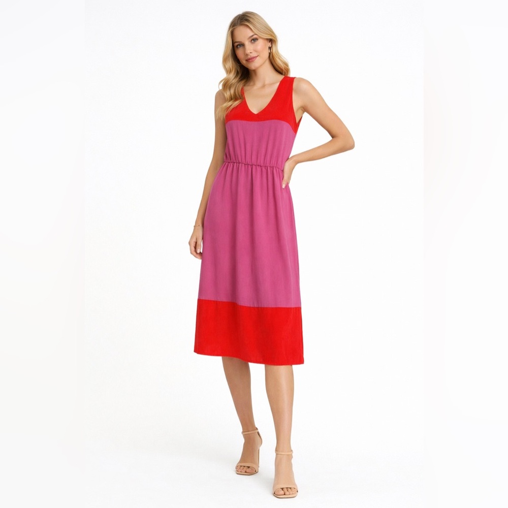 🔹LOFT Dress - Pink & Red Colorblock Dress - Size‎ 4
